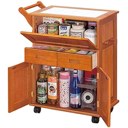 Amazon 使い勝手の良いフラップ扉と小物をしまえる引き出し 収納力があるワゴンです ファミリー ライフ 天然木フラップ 式キッチンワゴン キッチンワゴン 収納カート オンライン通販
