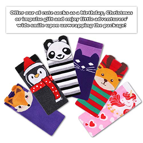 Image of FNOVCO Girls Knee High Socks Cartoon Animal Patterns Cotton Over Calf Socks