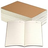 Owevvin 24 Pack Journal Notebook with Lined Paper, Brown Kraft Cover Writing Diary Subject Notebooks for Travelers, School and Office, A5 Size, 8.3x5.5 inch. 60 Lined Pages, 30 Sheets