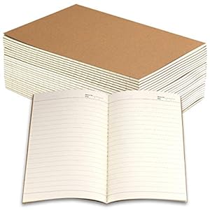 24 Pack Journal Notebook with Lined Paper, Brown Kraft Cover Writing Diary Subject Notebooks for Travelers, School and Office, A5 Size, 8.3×5.5 inch. 60 Lined Pages, 30 Sheets