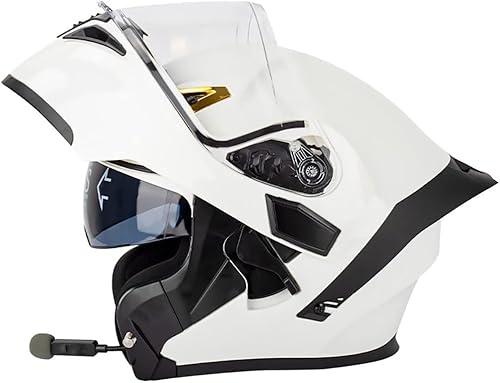Casco de motocicleta con intercomunicador integrado Bluetooth abatible casco modular de motocicleta antivaho doble visera para motocross casco