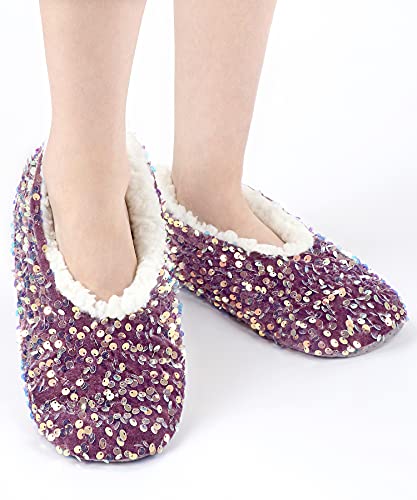 Image of Panda Bros Womens Ballerina Sequin Slippers, Bling House Slippers With Grippers
