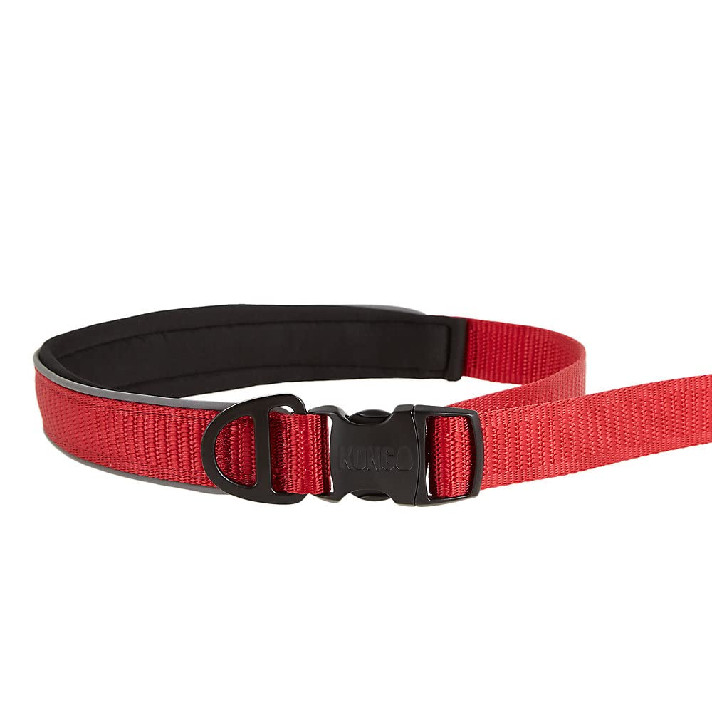 KONG Laisse élastique mains libres réfléchissante pour chien - 1,8 m - Rouge