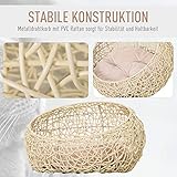 PawHut Rattan Katzenhöhle Katzenbett Katzenhaus mit Kissen Katzenzelt Haustierhaus für Katzen Hunde Beige Ø56 x 35 cm