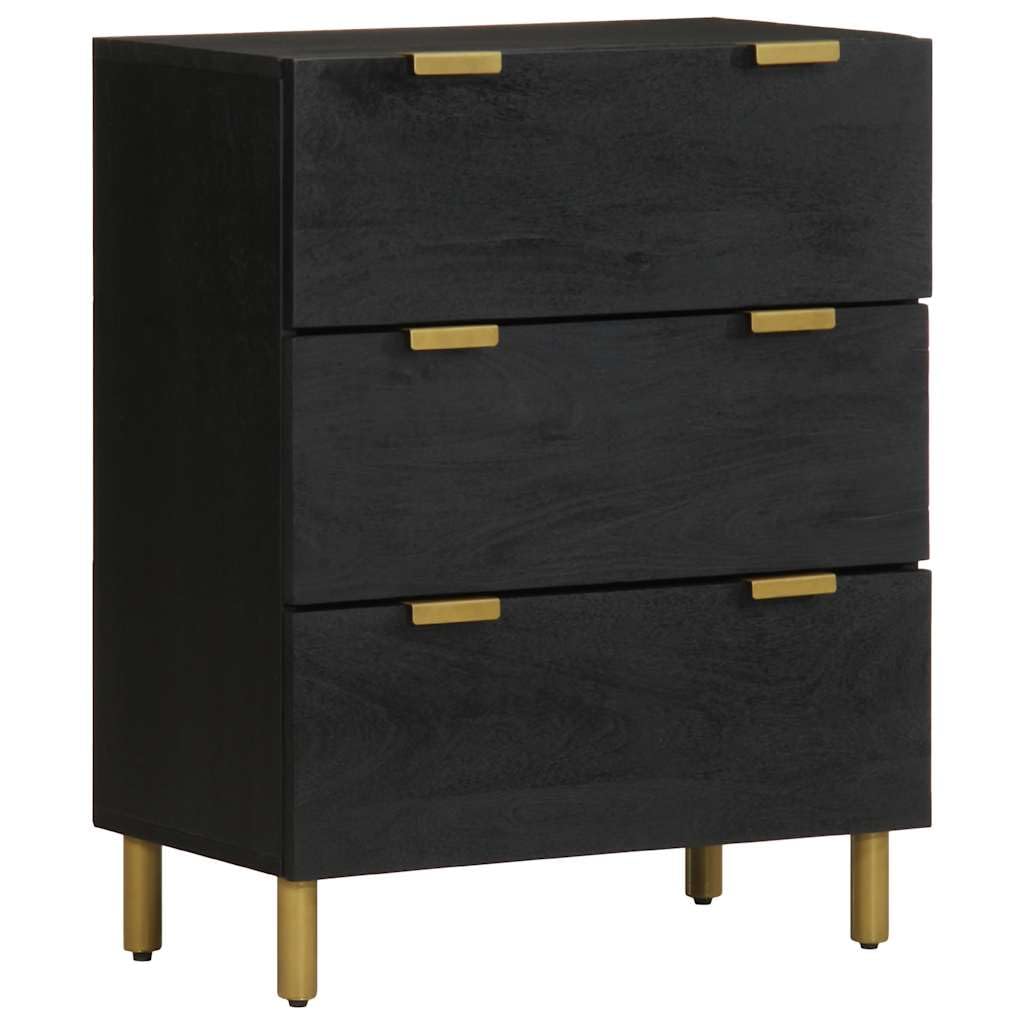 Credenza nera in legno, 60 x 33 x 75 cm, con piedini in metallo e maniglie ergonomiche, armadio multiuso per corridoio, ufficio, casa, garage, officina, spazio e stoccaggio