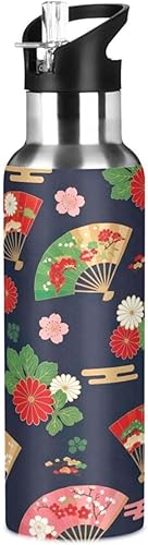 Miniatura 1 de Japanese Fans Vintage Stainless Steel Water Bottle 32 Oz Leakproof Water Bottles, BPA-Free Sport Water Bottle Insulated