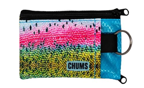 Chums Surfshorts Wallet - Lightweight Slim Wallet with RFID Blocking Card & Clear ID Window - Zippered, Minimalist Wallet w/Key Ring - Solid Colors