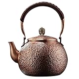 Poignée conviviale: la poignée enveloppée de corde de coton est anti-hot et antidérapante, théière décorative, élégance rétro, assurant une utilisation sûre et confortable..Versez votre thé avec facilité et confiance, sachant que vous êtes protégé des brûlures..Bouilloire en cuivre