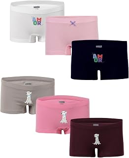 mackly Girls Boxers (Pack of 6) - Cotton Boxer Shorts, Seamless Comfort, Mid Waist Boyshorts Panties Price In India