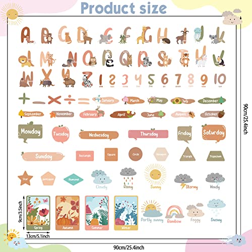 Yeaqee 9 Sheets Boho Alphabet Wall Decals Animal Alphabet Letters For Wall Number Weather Abc Wall Decor Peel And Stick Removable Learning Educational Wall Stickers For Kids Classroom Nursery Playroom #TOP6
