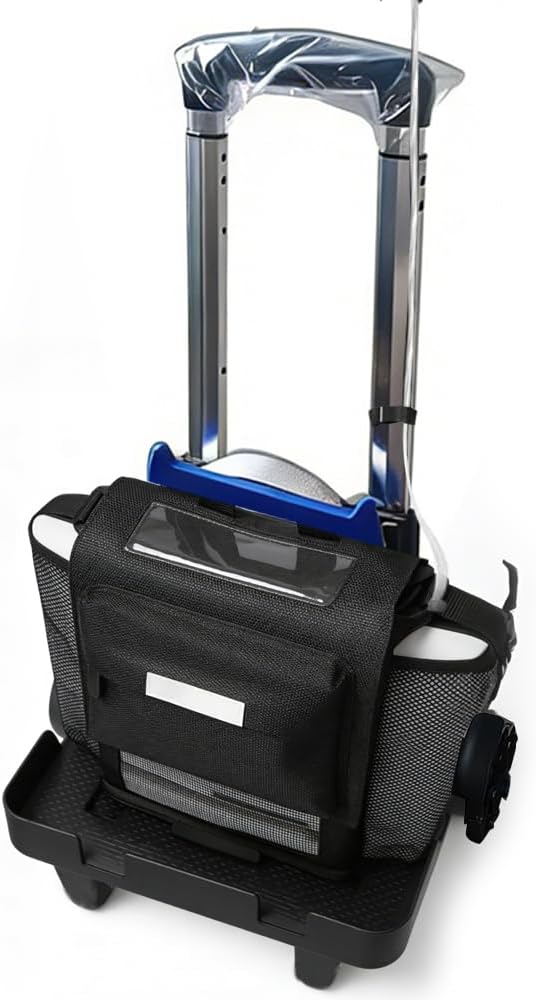 Collapsible Carrying Cart for Inogen One G3/G5, Rove 6 & OxyGo Next | Lightweight Portable Oxygen Concentrator Rolling Cart, Foldable Design with Smooth Wheels for Travel & Daily Use
