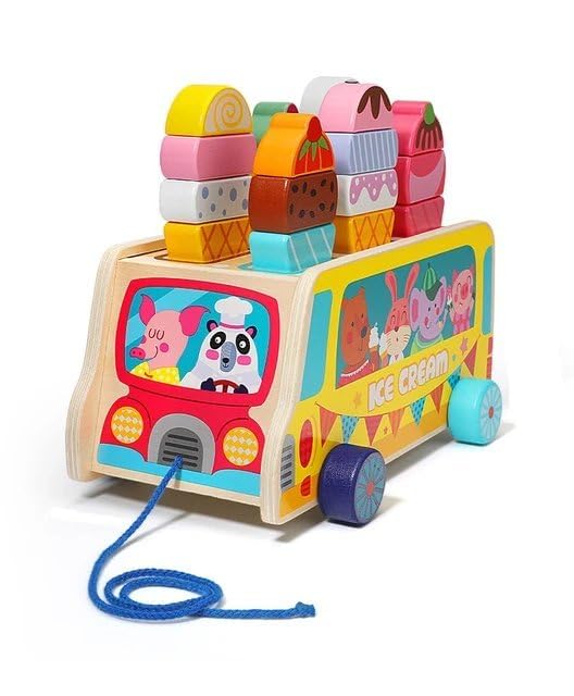 Wooden Ice Cream Cart Montessori Toy for Kids | Pretend Play Ice Cream Shop Activity Toy | Educational Role Play Learning Toy for Age 3+ | Multicolour Kids Activity Game-image-19