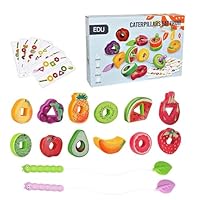Nubamzy Toddler Beads And String, Fine Motor Skills Game, Fine Motor Skills Fruit Veggie Lacing Toy for Boys Girls Toddler Kids Classroom Home Travel Car Road Trip