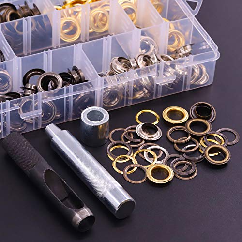 image for Hilitchi 160 Sets 1/2 Inch Grommets Eyelets Grommet Kit with Punch Hol
