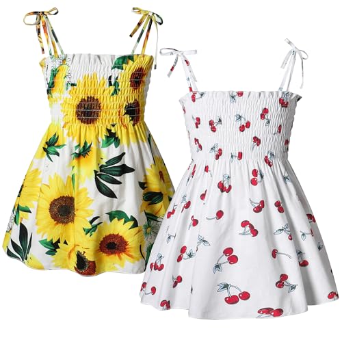 Little Girls Summer Floral Bohemian Dresses Toddler Flower Strap Beach Sundress