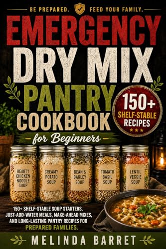 Emergency Dry Mix Pantry Cookbook for Beginners: 150+ Shelf-Stable Soup Starters, Just-Add-Water Meals, Make-Ahead Mixes, and Long-Lasting Pantry Recipes ... Families (THE DRY MIX PANTRY SERIES)