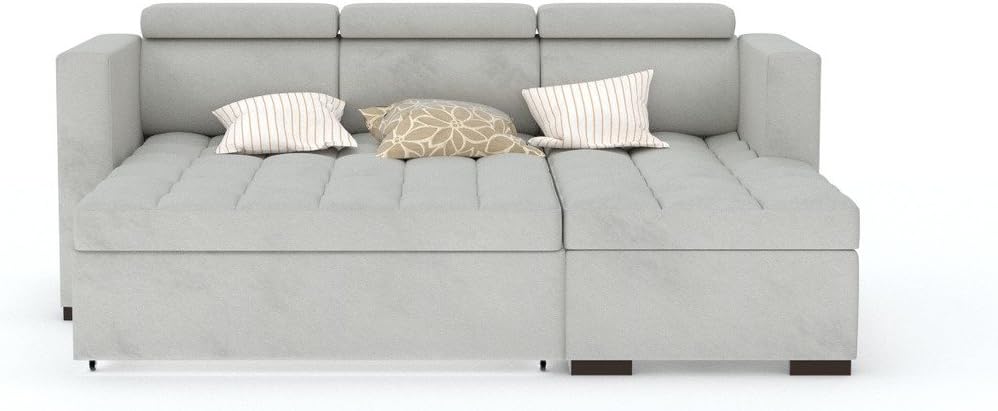 FUNTERIOR Innovative L-Shape Contempary 3 Seater Fabric Sofa Bed (Grey)