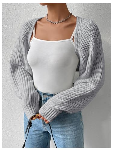Image of Verdusa Women's Y2k Cropped Cardigan Sweaters Lightweight Knit Open Front Bolero Shrugs Spring Fall Outfits