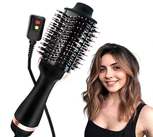 Farger Hair Dryer Brush, Blow Dryer Brush Hair Dryer and Styler Volumizer Professional 4 in 1 Hot Air Brush for Rotating Straightening, Curling, Salon Negative Ion Ceramic Blow Dryer Brush for Women