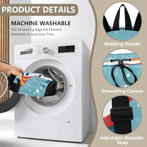 Mesh Gym Swimming Bags for Men & Women, Christmas Gnomes Snow Winter Large Drawstring Backpack with Dry-Wet Pocket, Lightweight Gym Bag for Sports, Travel, Beach, Workout Gear3