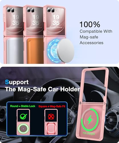 Image of NO.1 Magnetic for Samsung Galaxy Z Flip 7 Case Compatible with MagSafe [Military Grade Drop Tested][Translucent Matte][Anti-Fingerprint] Soft Silicone Bumper for Samsung Flip 7 Case Slim,Pink