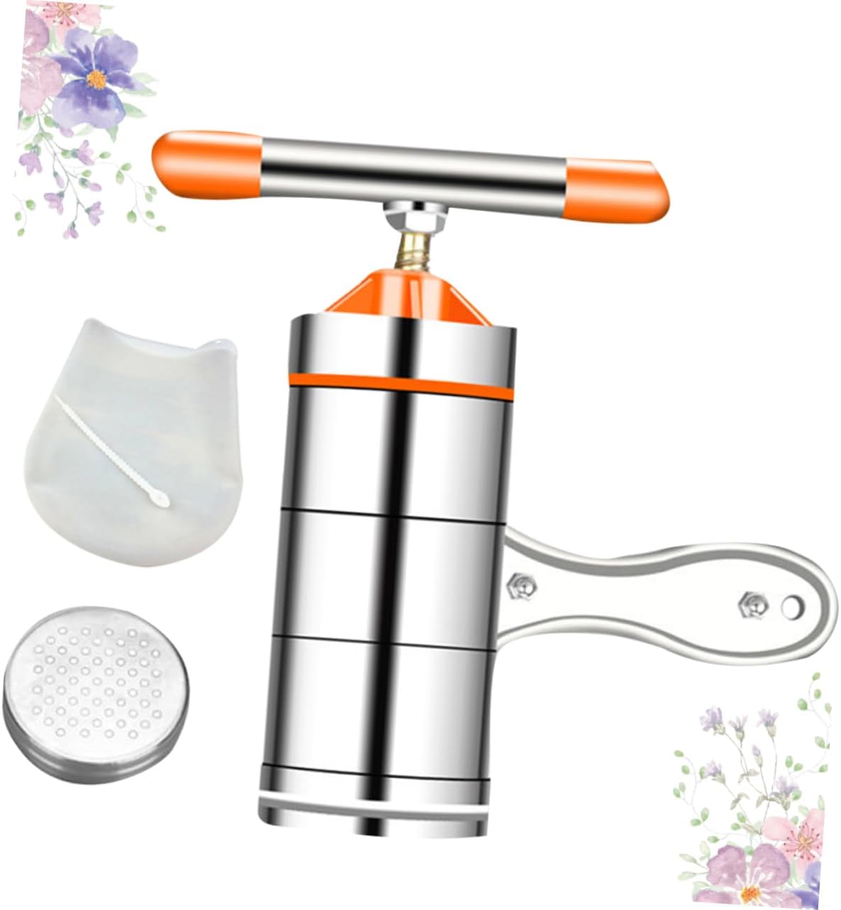 Unomor Manual Noodle Maker Kitchen Noodle Press Machine 1pc Mold 1pc Kneading Bag Stainless Steel for Easy Cooking