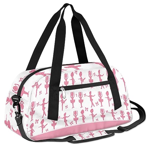 Custom Kids Duffel Overnight Dance Bag for Girls Personalized Dance Duffle Bag for Women Girls- Pink Silhouettes4
