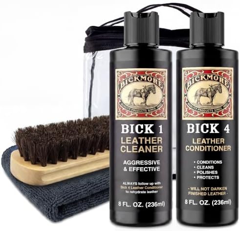 Leather Care Kit, Bick 1 Leather Cleaner, Bick 4 Conditioner, Brush & Cloth - 1