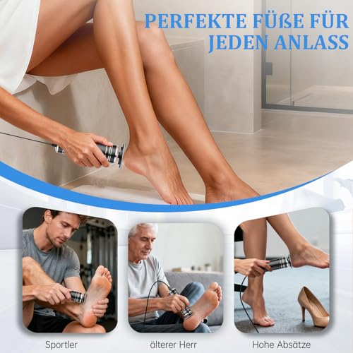 Arofaue 1000RPM Hornhautentferner Elektrisch Professionell Pediküre Set Fußpflege mit Stufenloser Geschwindigkeitsregelung, Aluminiumgehäuse & 60 Schleifpapieren - Ideal als Geschenk (Schwarz)