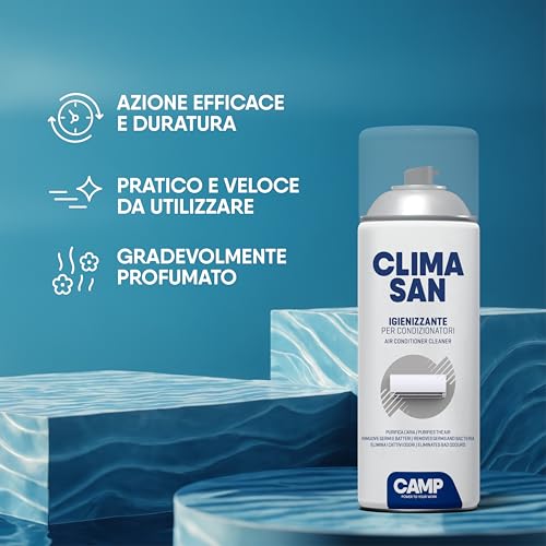 Camp Climasan Igienizzante - Igienizzante Climatizzatore Casa, Spray Per Condizionatori Ideale Per Rimuovere Germi E Batteri, Pulizia Condizionatore Ad Azione Purificante, Made In Italy, 6X400 Ml - 3