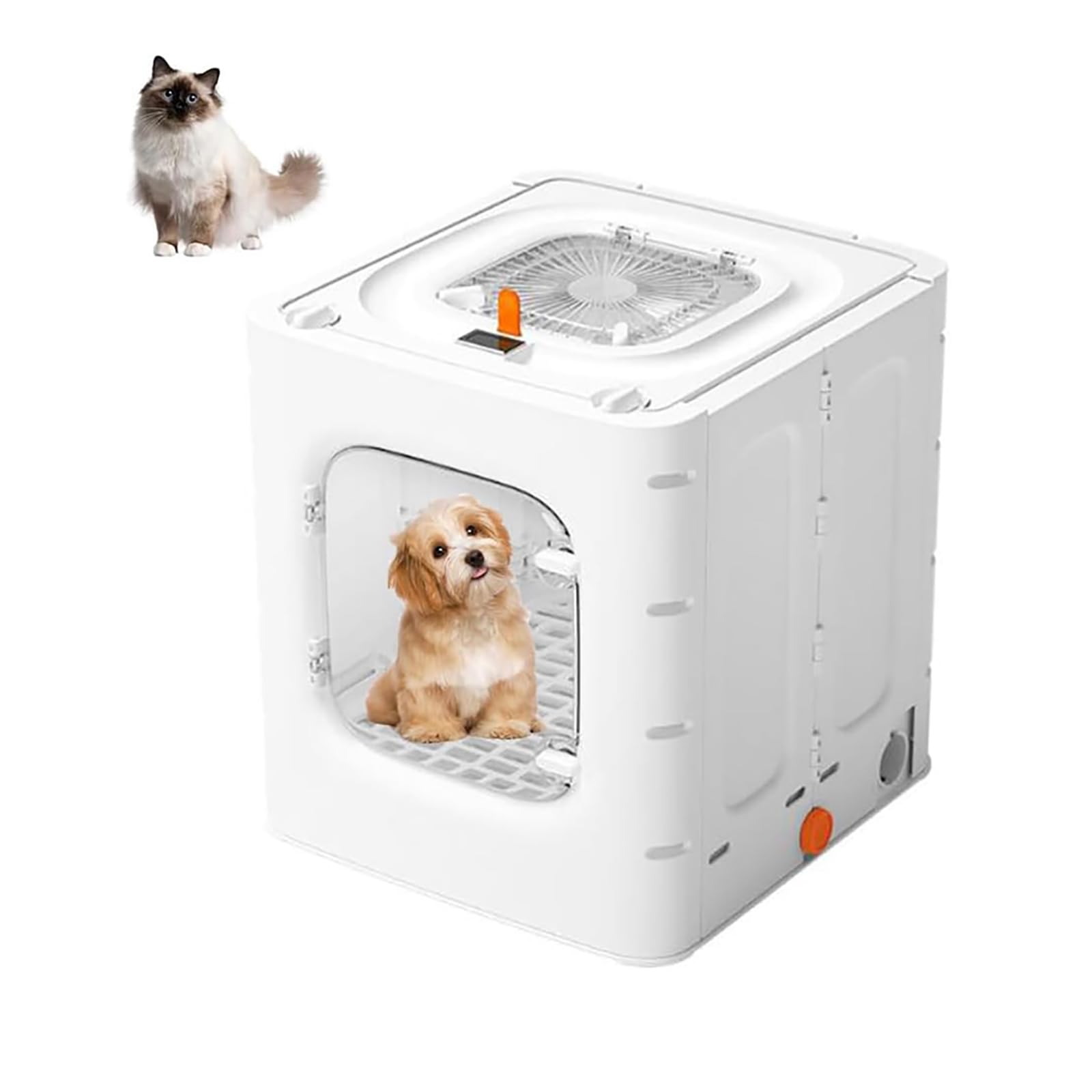 ERICAT Secador De Pelo Portátil para Gatos, Secador De Pelo para Perros Ultra Silencioso De 62 L con Pantalla De Visualización, Temperatura Ajustable De 3 Engranajes, para Perros Pequeños Y Medianos
