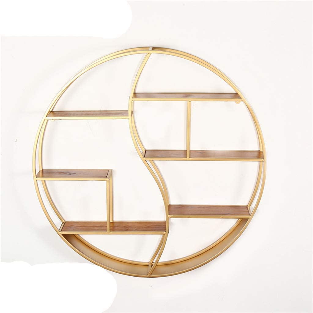 Scaffali fissati al muro creativi, scaffali circolari dell'interno multifunzionali nel salone, scaffali decorativi, scaffali multifunzionali dell'esposizione delle materie prime,,D'oro,80CM