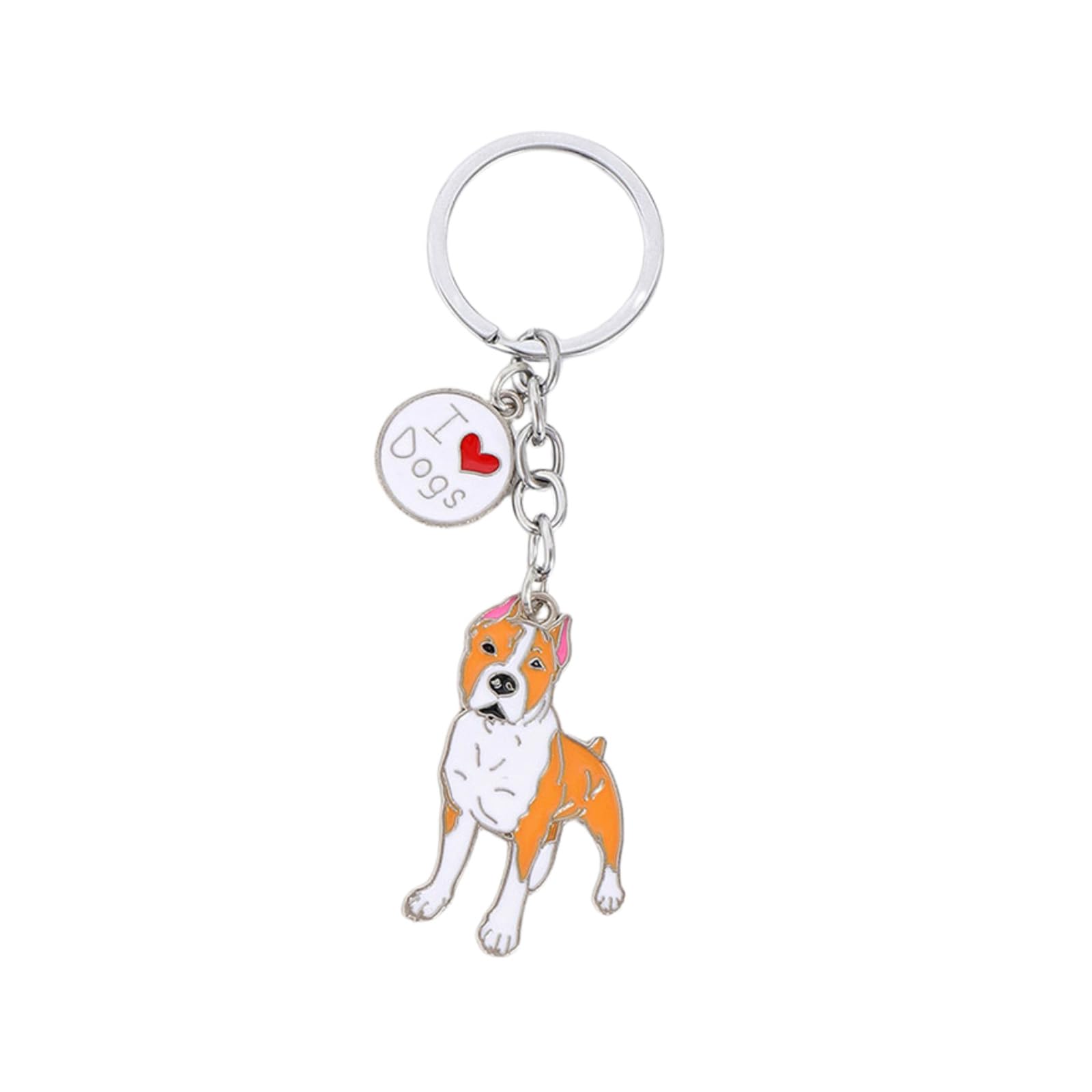 Bt Bear Unisex Stafford Dog Keychain,Dog Id Tag Cute Metal Dog Keychain Keyring Keyfob Bag Charm,