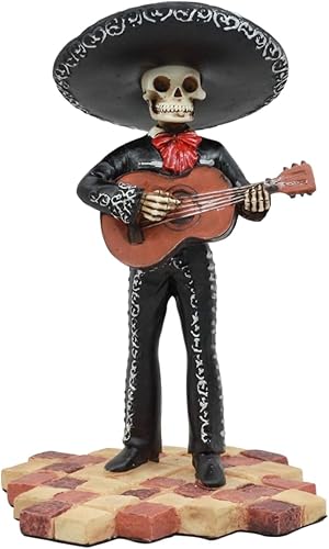 Ebros Traje tradicional Charro Banda de mariachi negro, instrumento musical, figura de esqueleto, Día de los Muertos, músico folclórico Dias De Los