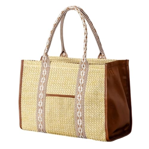 Sac en paille tissé haut de gamme au design spacieux et épuré