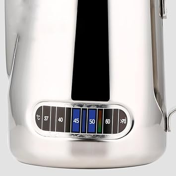 Milk Jug for Coffee Machine Use,600ml Small Stainless Steel Milk Frothing Pitcher with Thermometer Stainless Steel Suitable for Coffee, Latte & Cappuccino