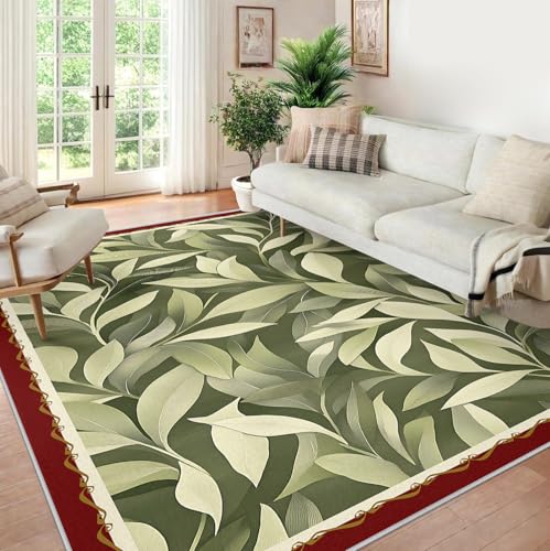 Tapis de salon lavable et fin de 100x150cm couleur vert moderne - 4