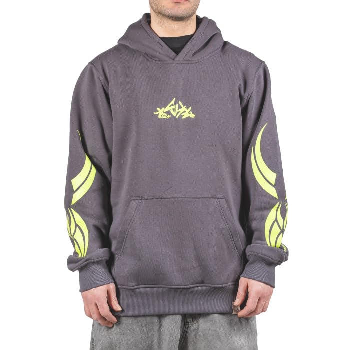 Felpa Uomo con Cappuccio Scarabeo Fluo - Cotone & Poliestere, Stile Hip-Hop