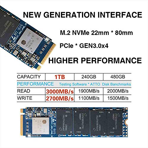 YUCUN 1TB SSD M.2 2280 PCIe Express GEN3.0x4 NVMe Unità a Stato Solido Interno