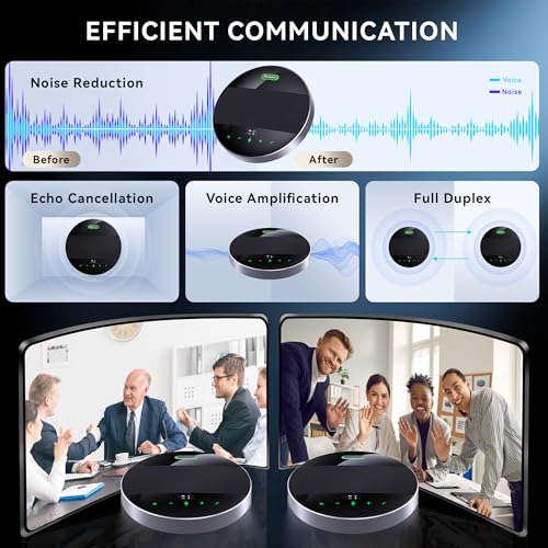 Image of Tenveo MagiCall-EX Bluetooth Conference Speakerphone, Daisy Chain /Use Alone up to 30 attendees, Bluetooth /Wireless /USB Microphone, 360Voice Pickup Noise Cancelling for Conference Call Large Meeting