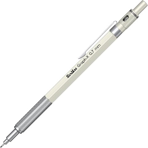 Scrikss Office Graphx Mekanik Kurşun Kalem Beyaz 0.7 Mm | Yazarken ve çizerken ergonomik tutuş için pirinç sap bölgesi