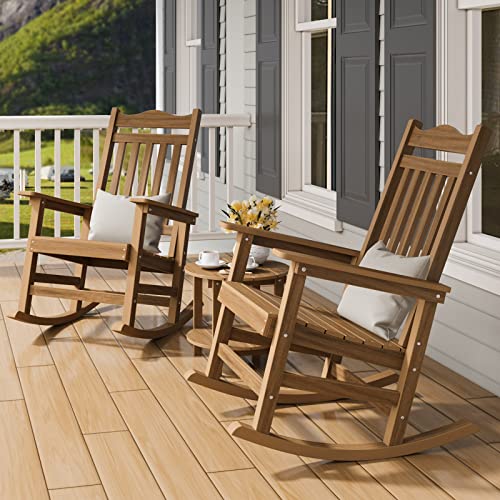 Dwvo Patio Rocking Chair, All-Weather Resistant Outdoor Indoor Polyethylene Patio Rocker Chair With Cushion, Comfortable And Easy To Maintain Rocker For Balcony, Backyard And Living Room(Brown) #TOP3