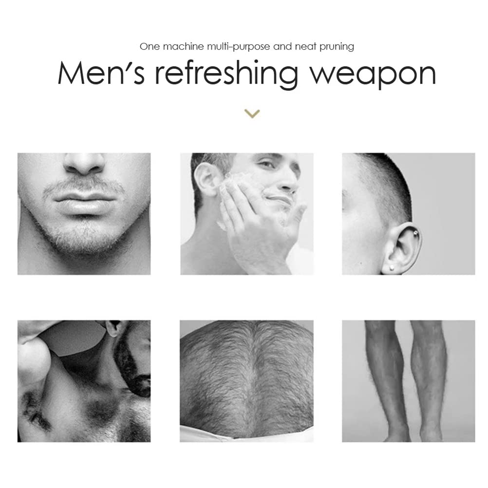 Dioche 5 in 1 Electric Hair Clipper, Retractable USB Electric Body Hair Trimmer with Blades, Hair Trimmer and Body Groomer with LED Light, 90 Minutes Use (Grey)