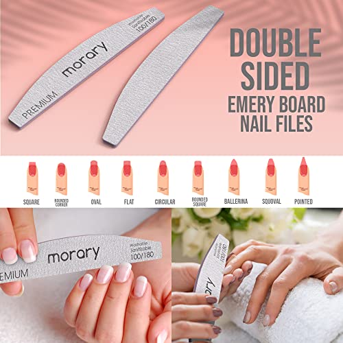 Morary Nail File 100/180 Grit Nail Files For Natural Nails Acrylic Nails Double Sided Emery Board Fingernail Files Limas Para Acrilico 12 Pack #TOP3