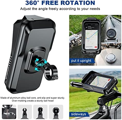 KTUEOV Bike Phone Holder, Universal Motorbike Phone Holder Waterproof with Touch Screen and Sun Visor, Mobile Phone Holder for Bicycle Motorcycle Scooter Handlebar Phone Mount for 4.7'' - 7.0'' Phone