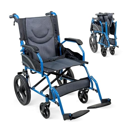 Mobiclinic®, Folding Wheelchair, Transit Wheelchair, Folding Backrest, Folding Footrests, Double Braking System, Reinforced Steel, Up to 100 kg, Lightweight and Compact, Faraón