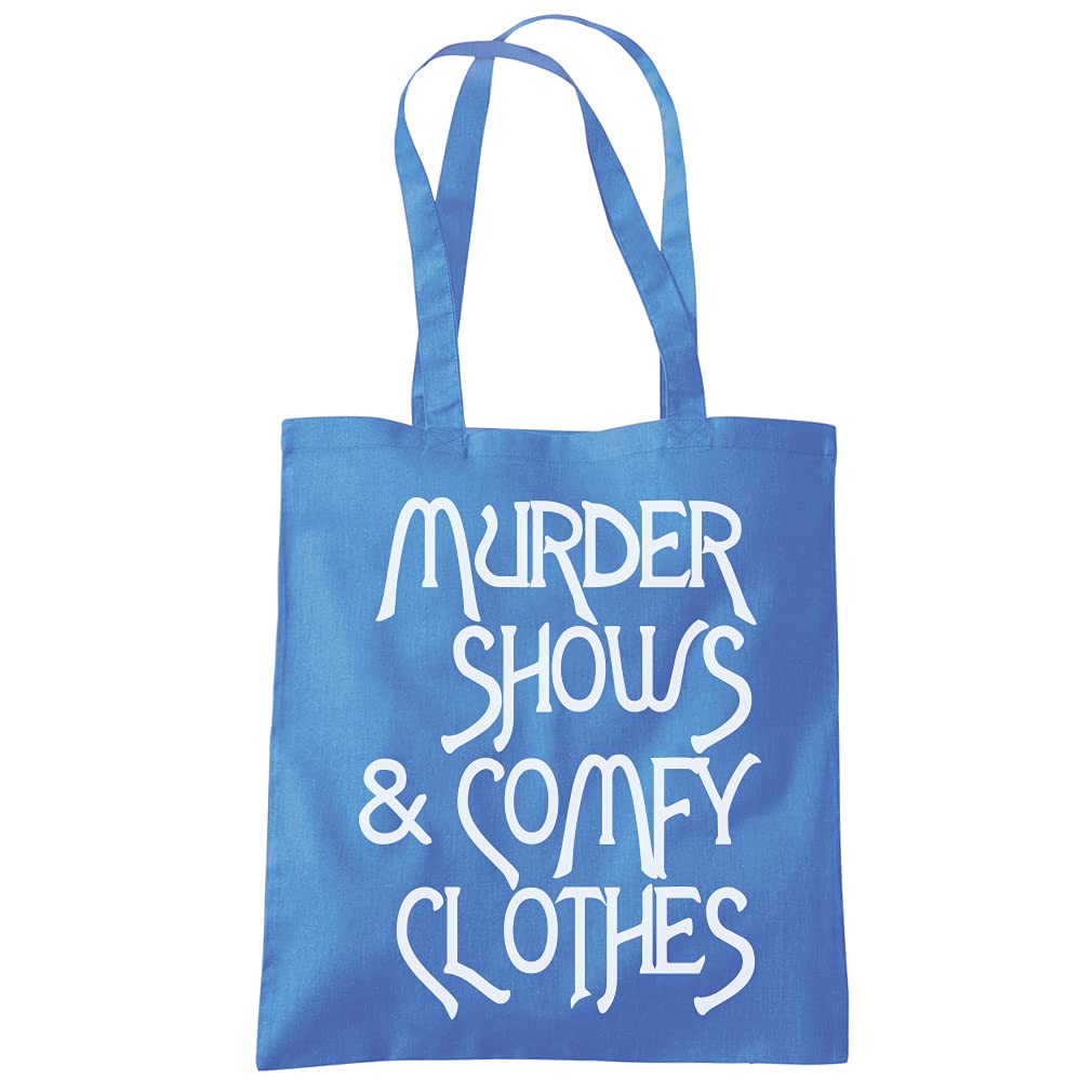 Murder Shows and Comfy Clothes - Tote Shopping Bag - TV Crime Detective One size cornflower blue