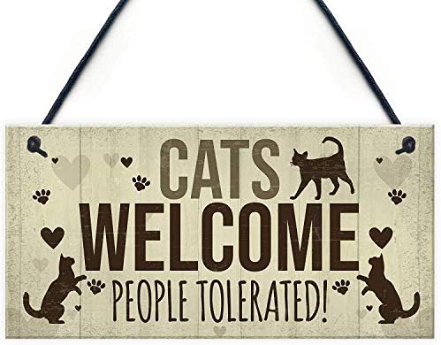 Meijiafei Novelty Cat Signs For Home Funny Cat House Sign Gate Door Plaque Pet Animal Lover Gifts 10" X 5" image 3