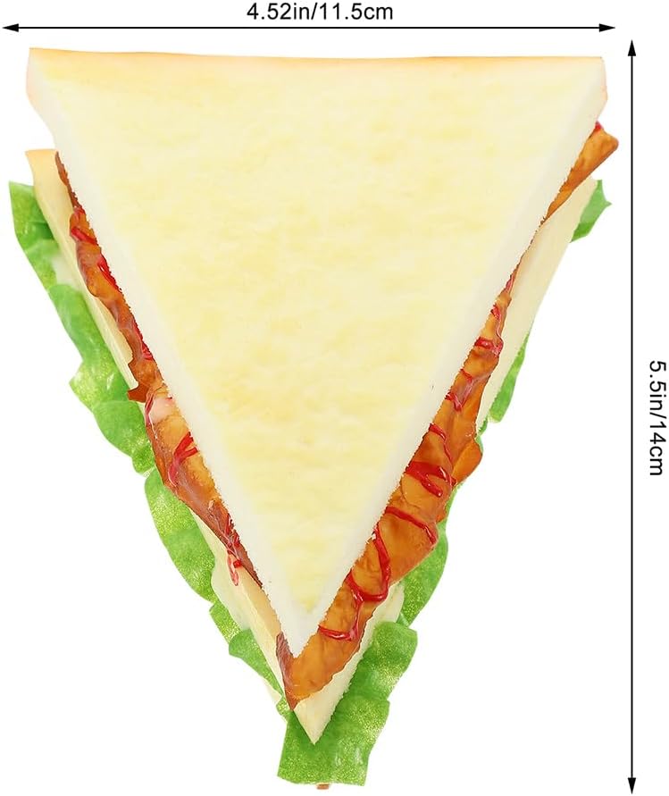 NOLITOY 6pcs Simulation Food Artificial Sandwich, Fake Food Bread Model Photography Prop for Home Kitchen Party Decoration, 5.50X4.52 Inch