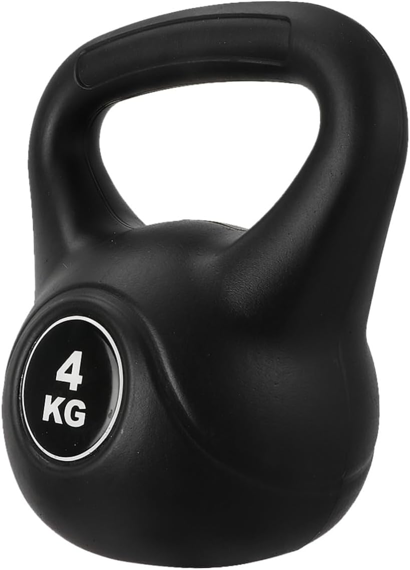 4kg Black Pe Plastic Kettlebell Fitness Pot Bell for Arm Muscle Training and Deep Squat, Household Fixed Kettle-bell Weight for Home Gym Strength Equipment